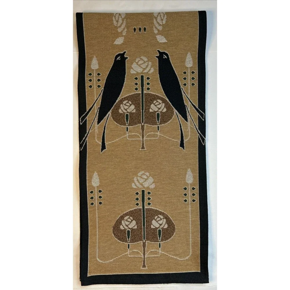 Rennie & Rose Woven Tapestry Table Runner Crow Motifs Made in USA